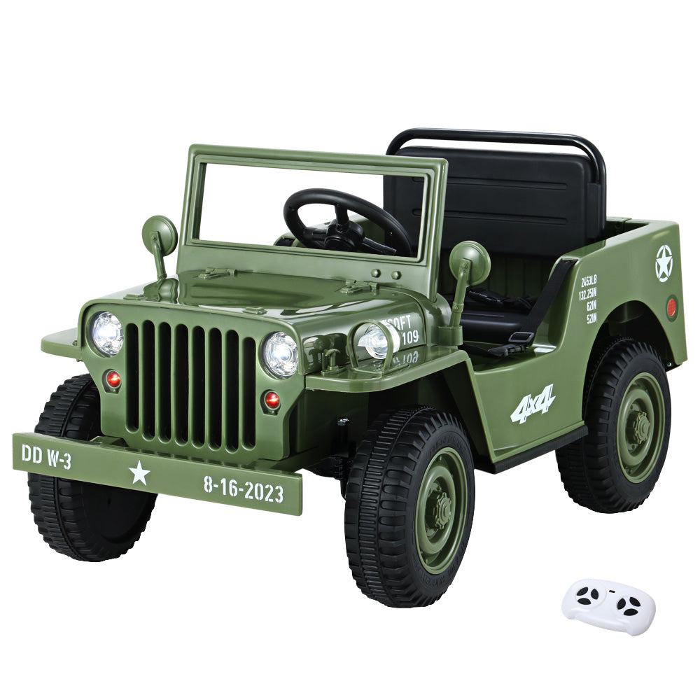 Rigo Kids Ride On Car Off Road Military Toy Cars 12V Olive-0