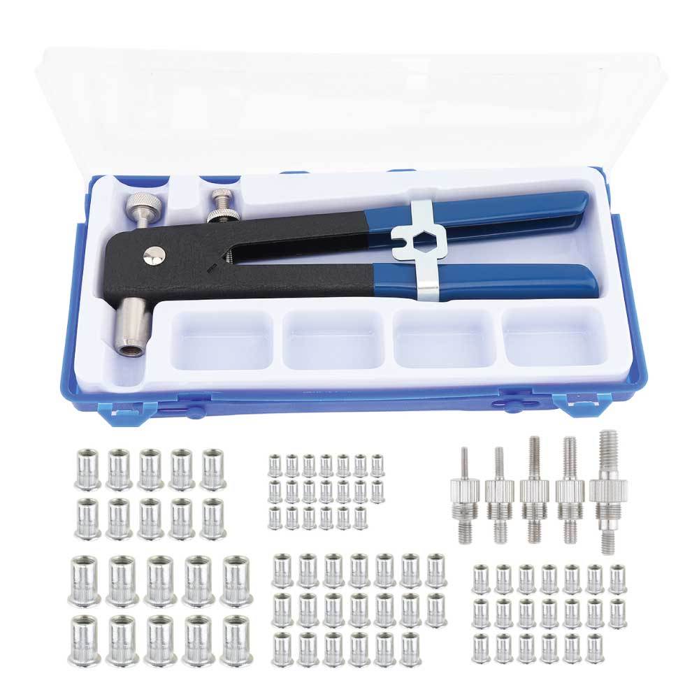 Rivet Kit 106 Pcs Threaded Nutsert Rivnut Nut Riveter Setter Rivets Box Tool Set-1