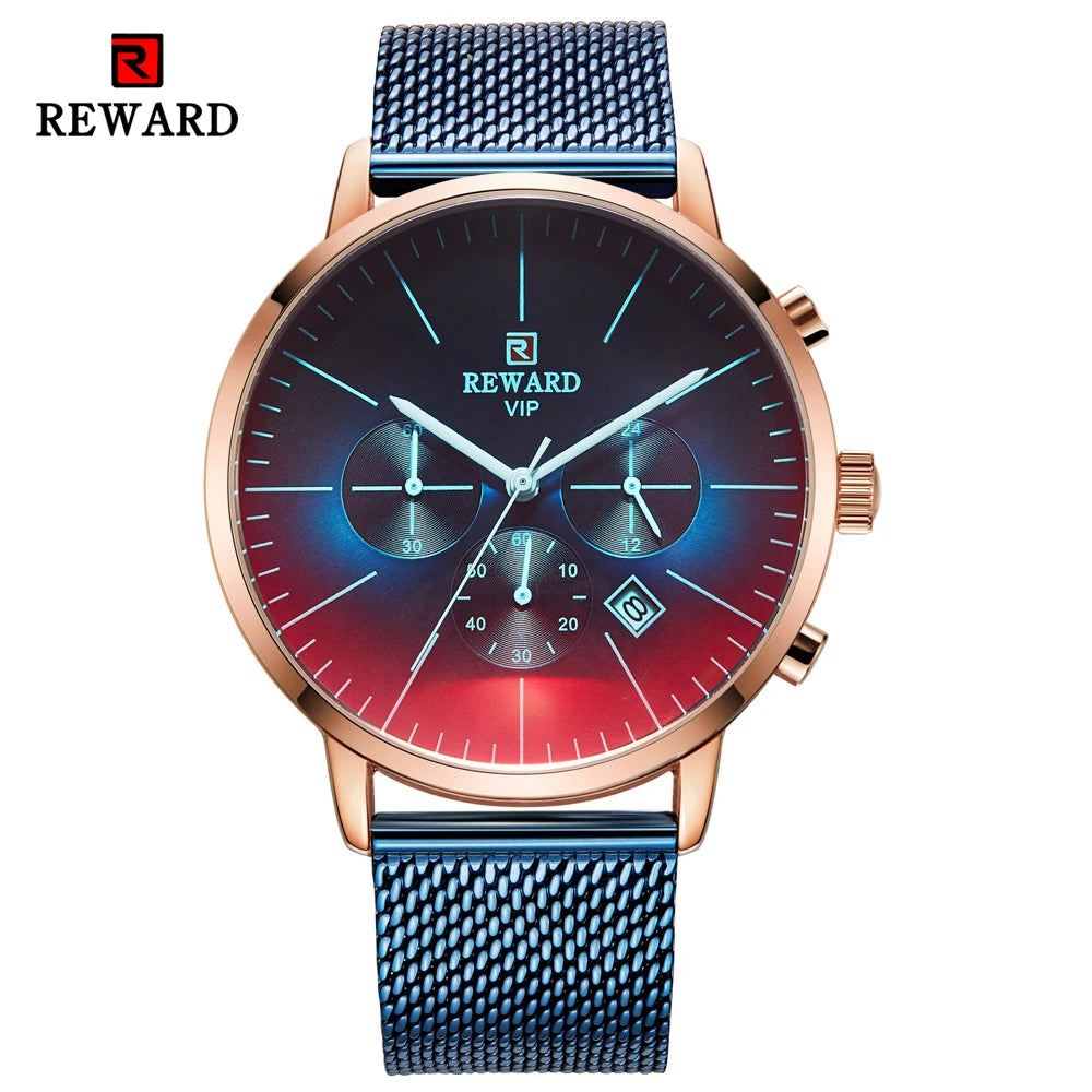2024 New Fashion Color Bright Glass Watch Men Top Luxury Brand Chronograph Men's Stainless Steel Business Clock Men Wrist Watch