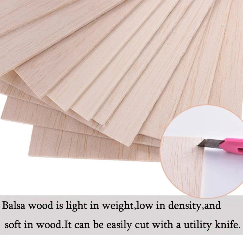 5/10pcs Balsa Wood Sheets Ply 100/200/300mm Long 100mm Wide 1-8mm Thick For Craft DIY Project Wood DIY Craft Accessories