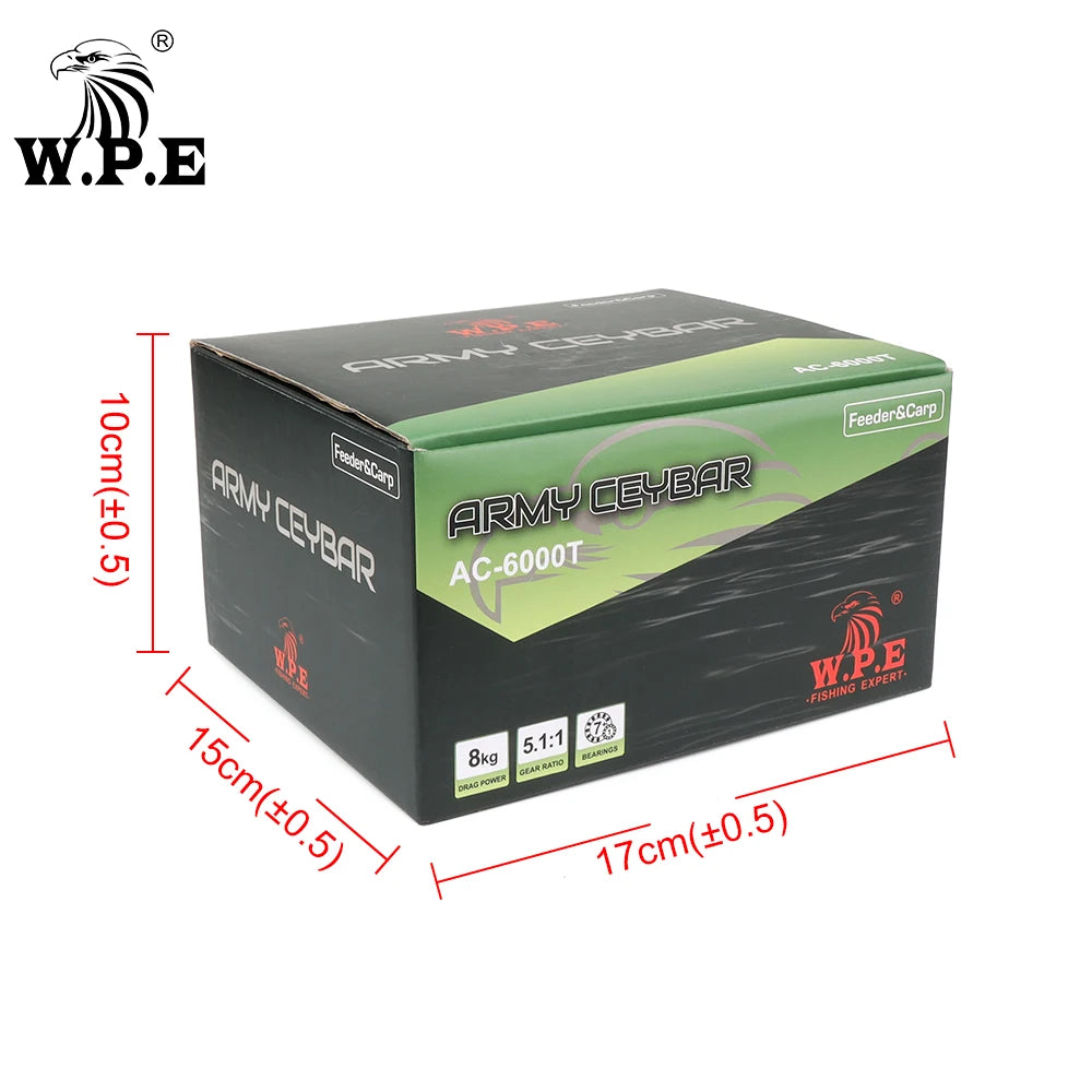 W.P.E AC Spinning Reel 5000/6000 Ball Bearings 7+1 High Gear Ratio 5.1:1 Carp Feeder Fishing Reel Full Matel Line Spool Tackle