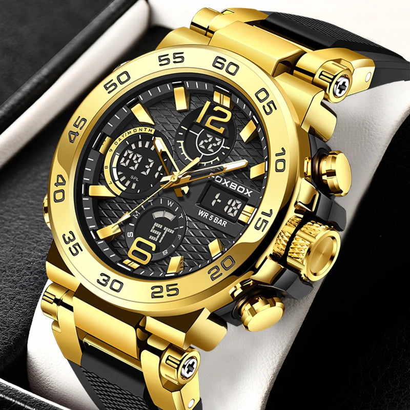 LIGE Top Luxury Watches Men Military Army Mens Watch Waterproof Sport Wristwatch Dual Display Watch Male Relogio Masculino+BOX