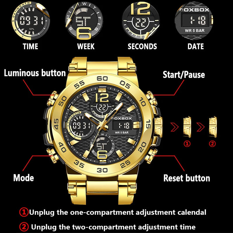 LIGE Top Luxury Watches Men Military Army Mens Watch Waterproof Sport Wristwatch Dual Display Watch Male Relogio Masculino+BOX