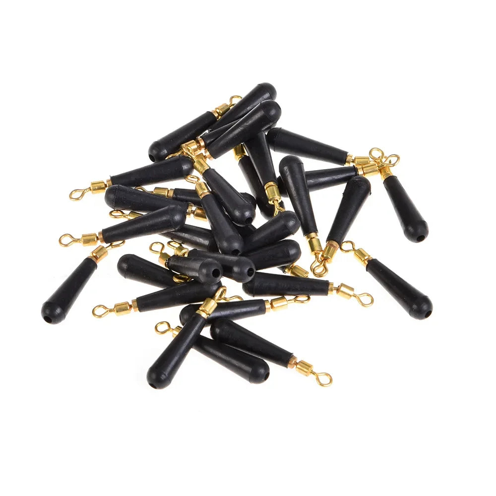 20pcs/Lot 360° Rotation Drift Fishing Float Rubber Copper Head Fishing Gear Block Bobber Buoy Float Seat Rest Accessories Tackle
