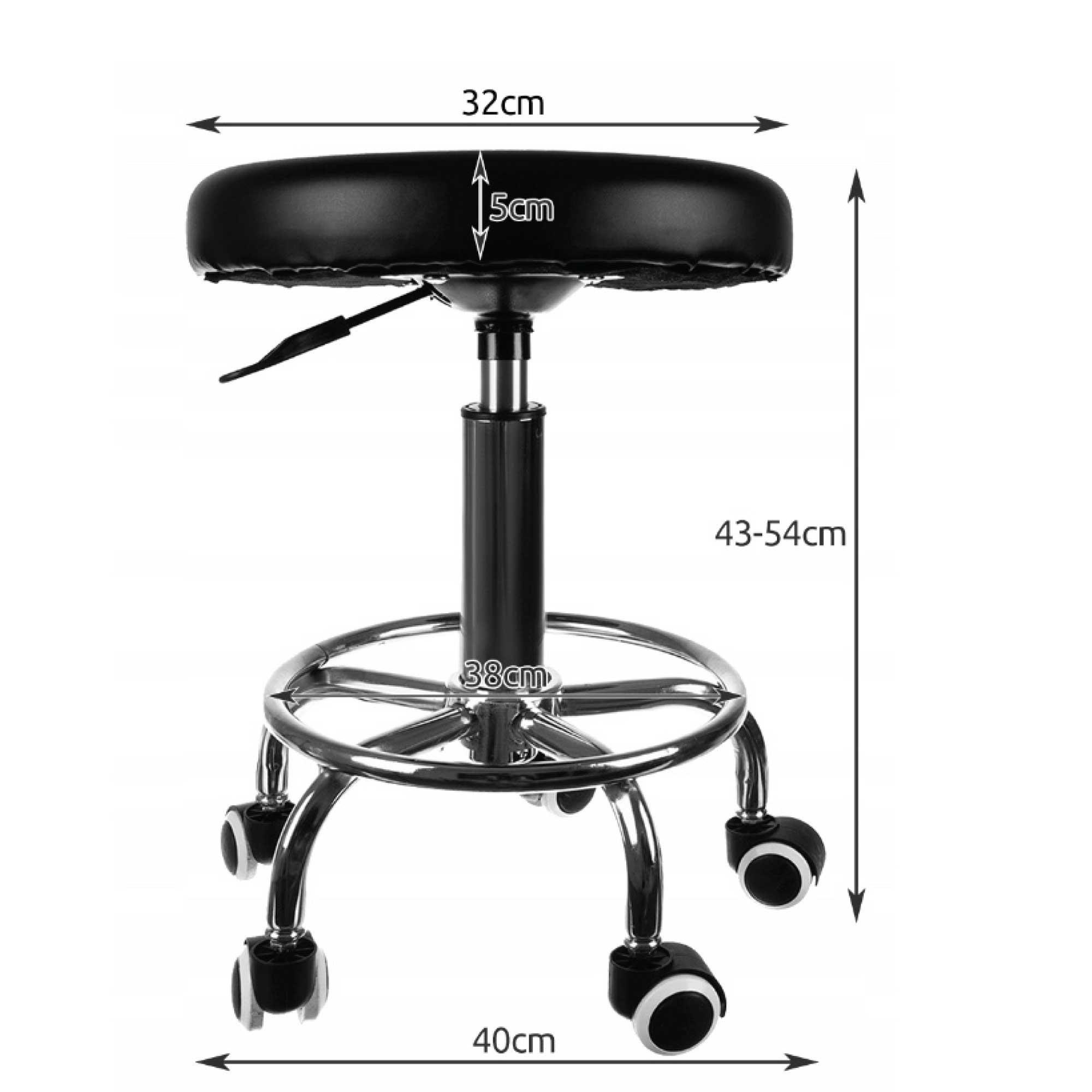 Salon Stool - Adjustable Swivel Chair with Footrest Pedicure Beauty Hairdressing-1