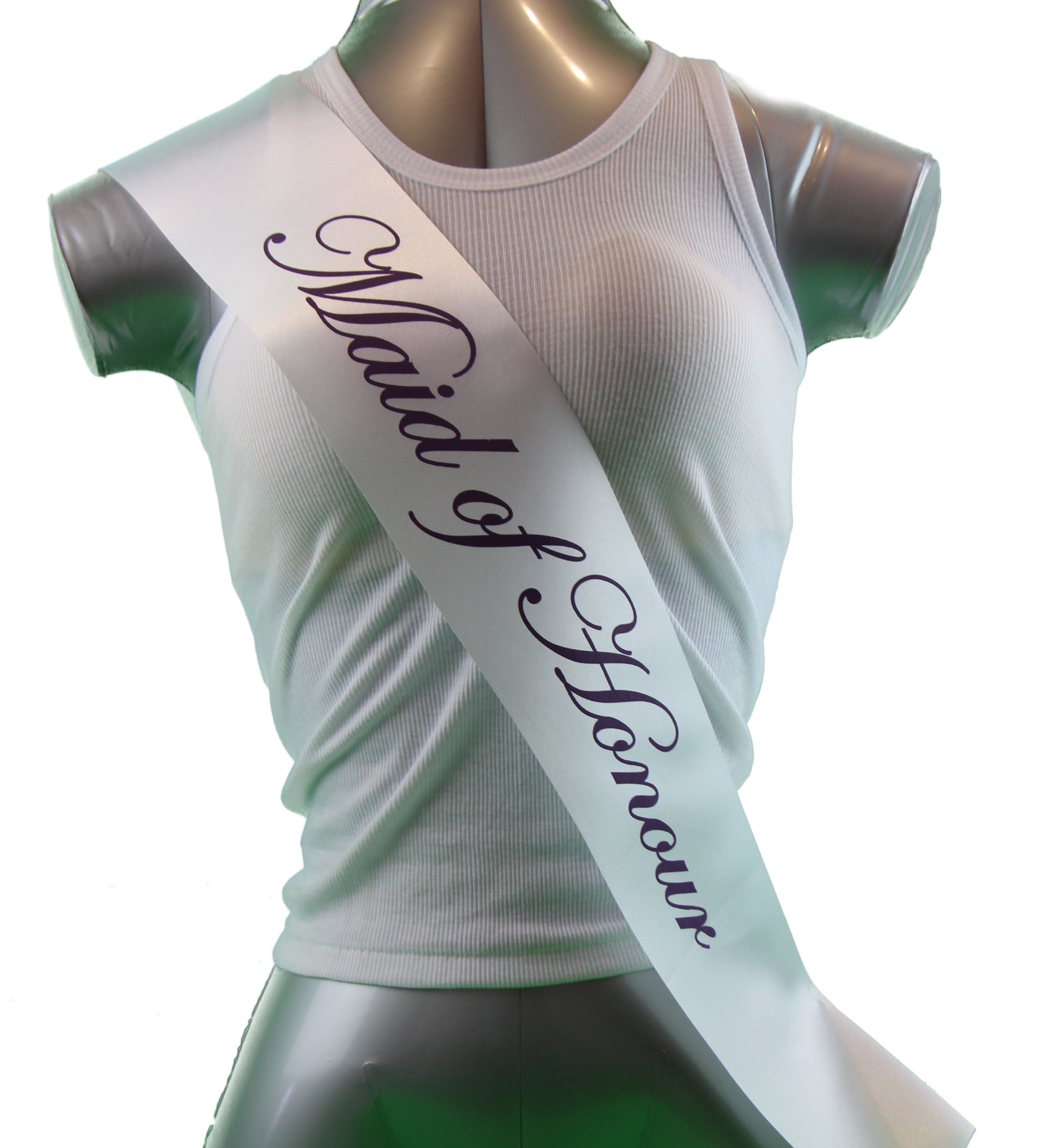 Sashes Hens Sash Party White/Purple - Maid Of Honour-0