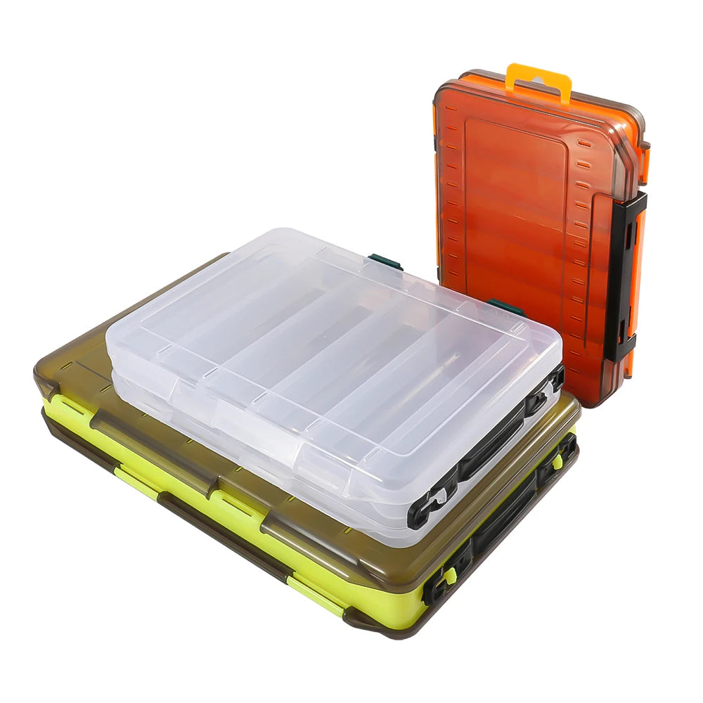 Large Fishing Tackle Boxes Double Layer Portable Lure Storage Multi Compartments Gear Tool Box Carry Plastic Case Bait Container