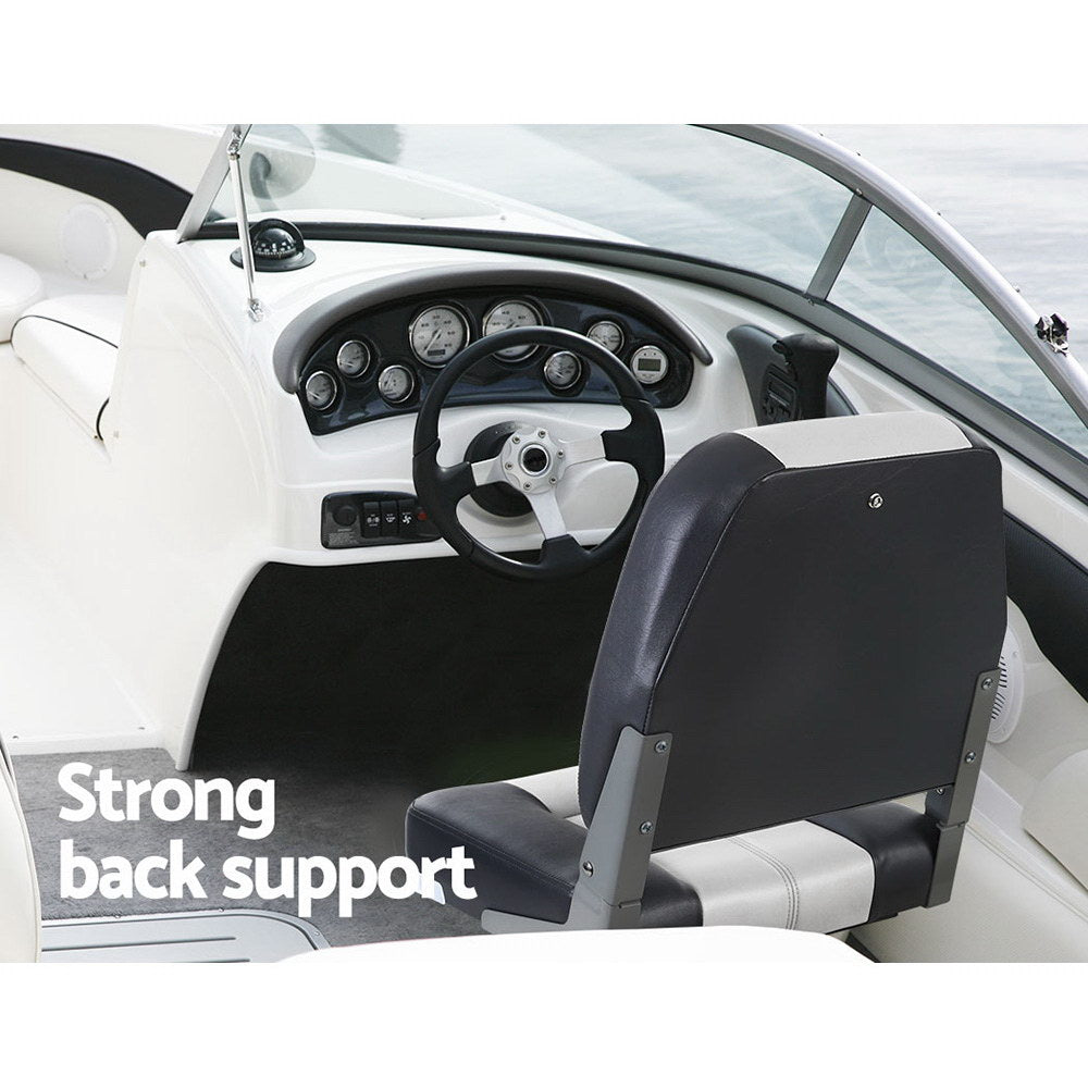 Seamanship 2X Folding Boat Seats Seat Marine Seating Set Swivels All Weather-5