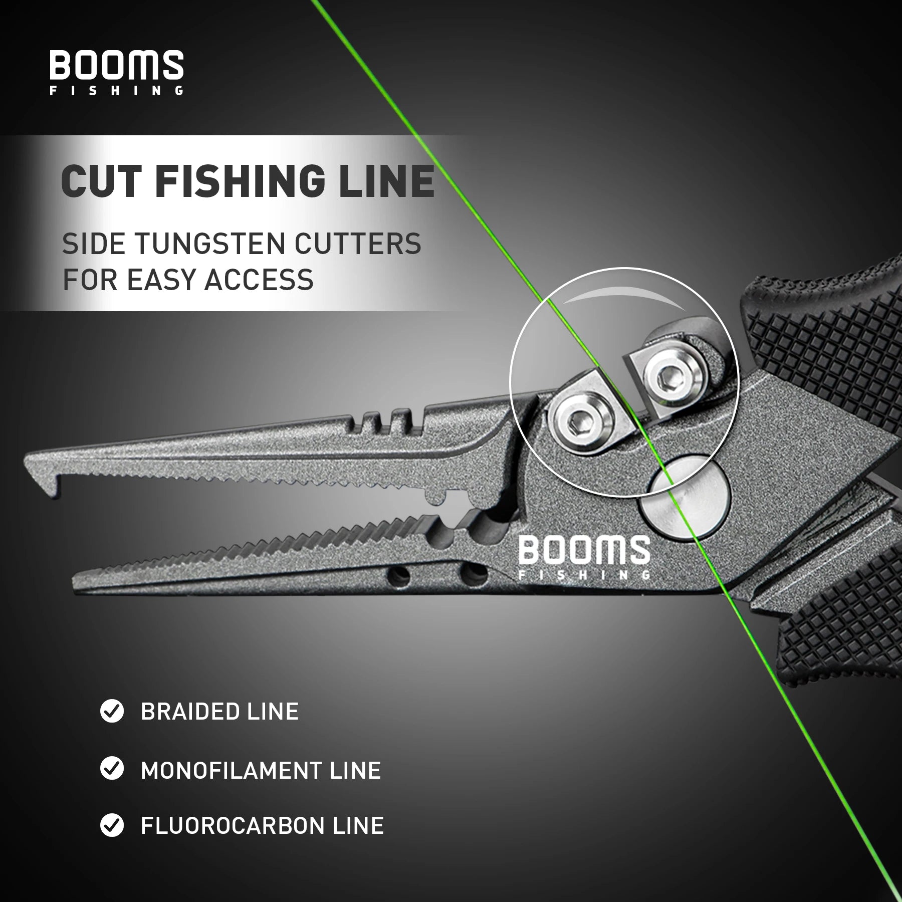 Booms Fishing F07 Fishing Pliers Stainless Steel Braid Line Scissors Cutters Crimper Hook Remover Rust-proof Fishing Gear Tool