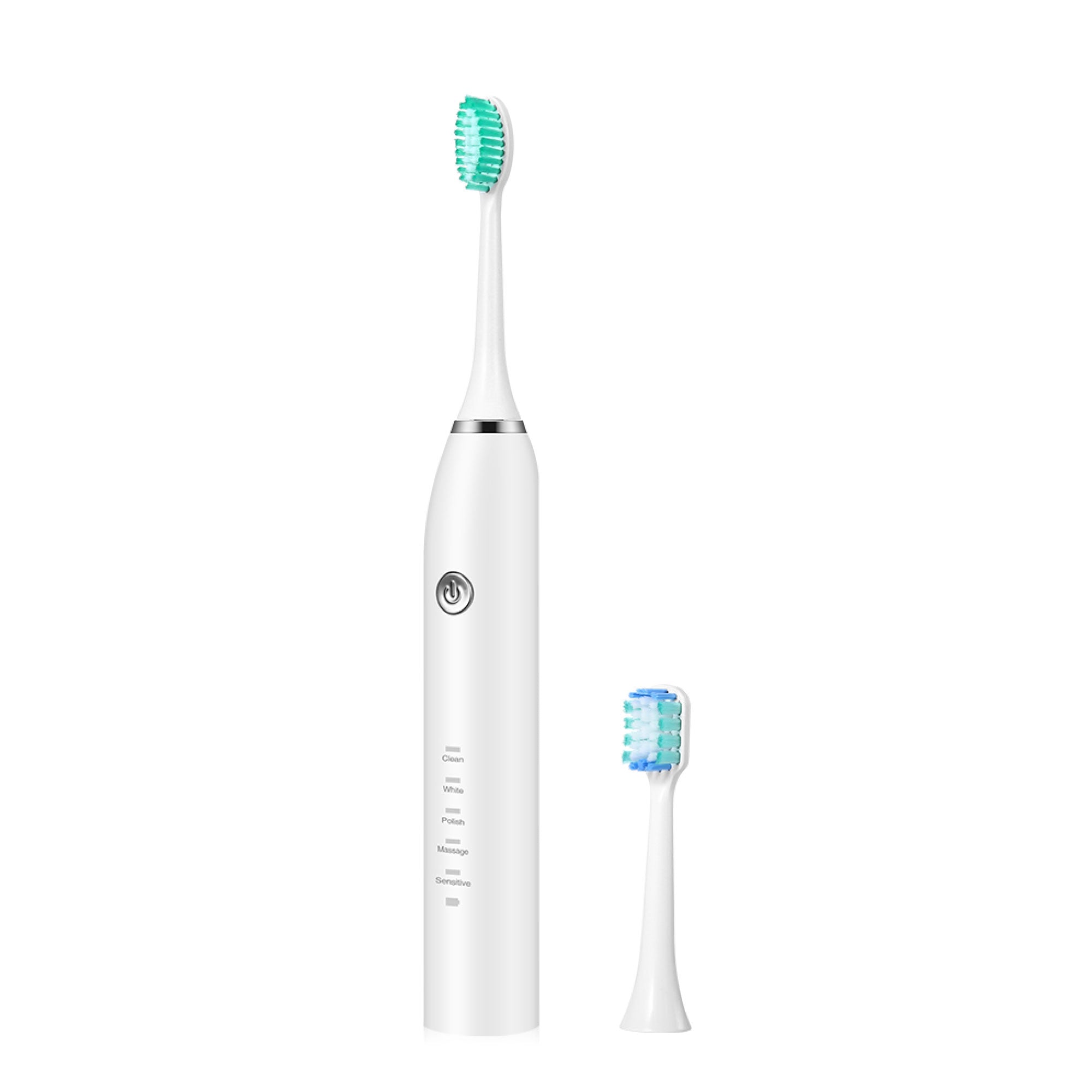 Sonic Electric Toothbrush White USB Wireless Charging Smart 5 Modes 2 Heads Case-3