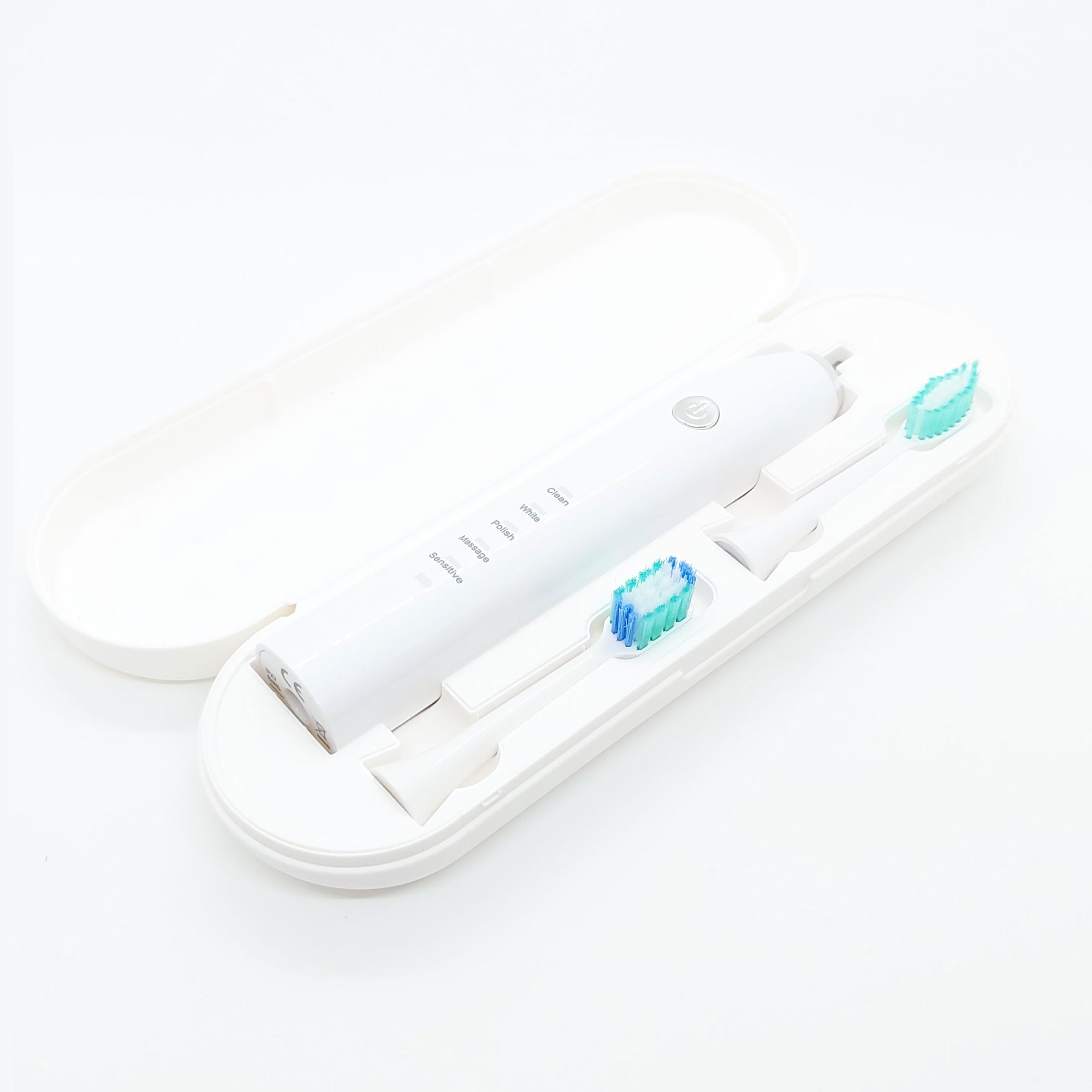 Sonic Electric Toothbrush White USB Wireless Charging Smart 5 Modes 2 Heads Case-4