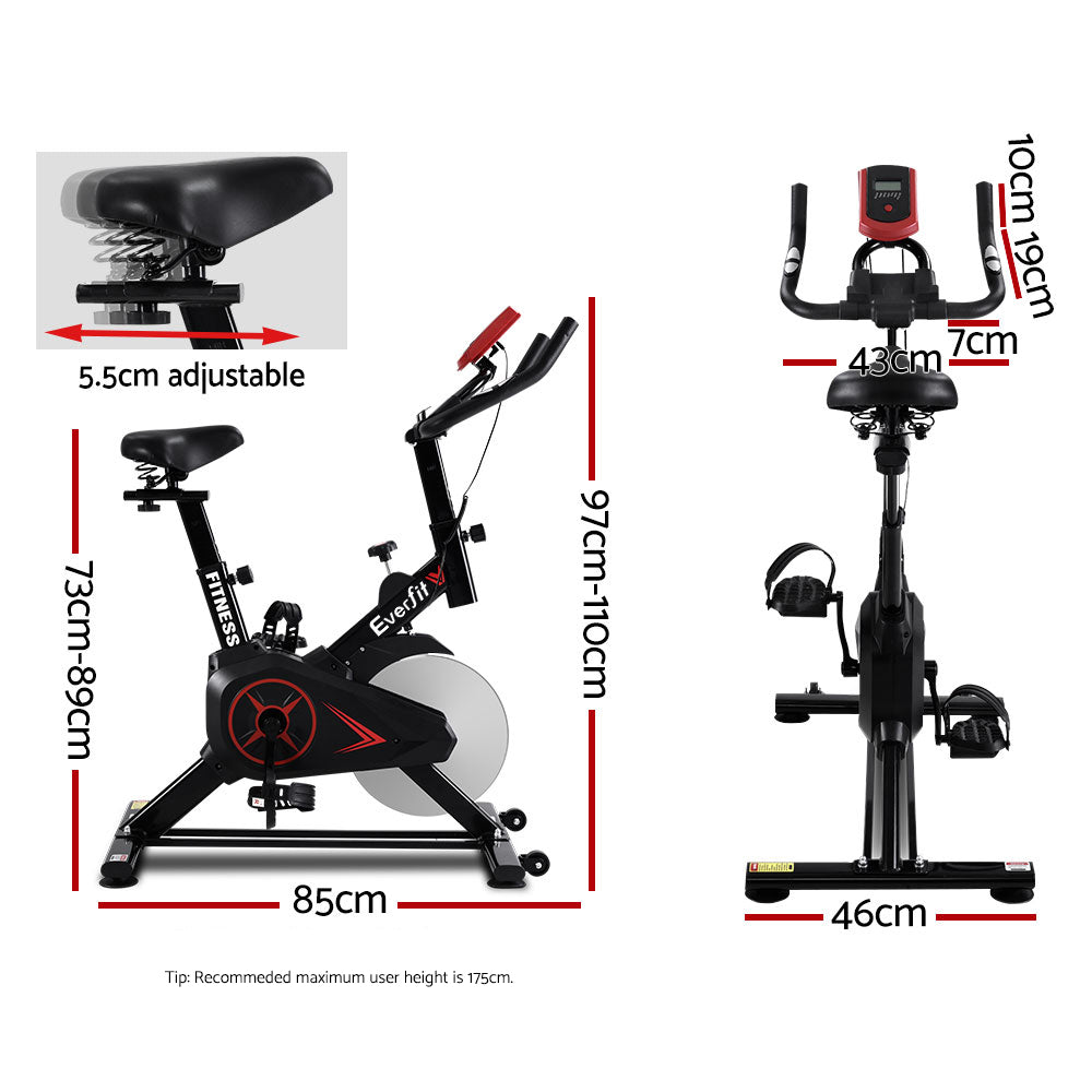 Spin Exercise Bike Flywheel Fitness Commercial Home Workout Gym Phone Holder Black-1