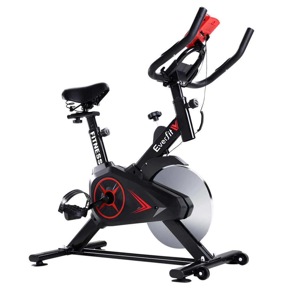 Spin Exercise Bike Flywheel Fitness Commercial Home Workout Gym Phone Holder Black-0