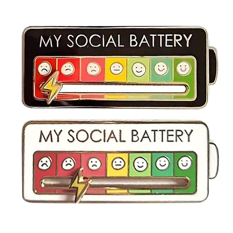 My Social Battery Mood Switching Brooch Funny Enamel Pin