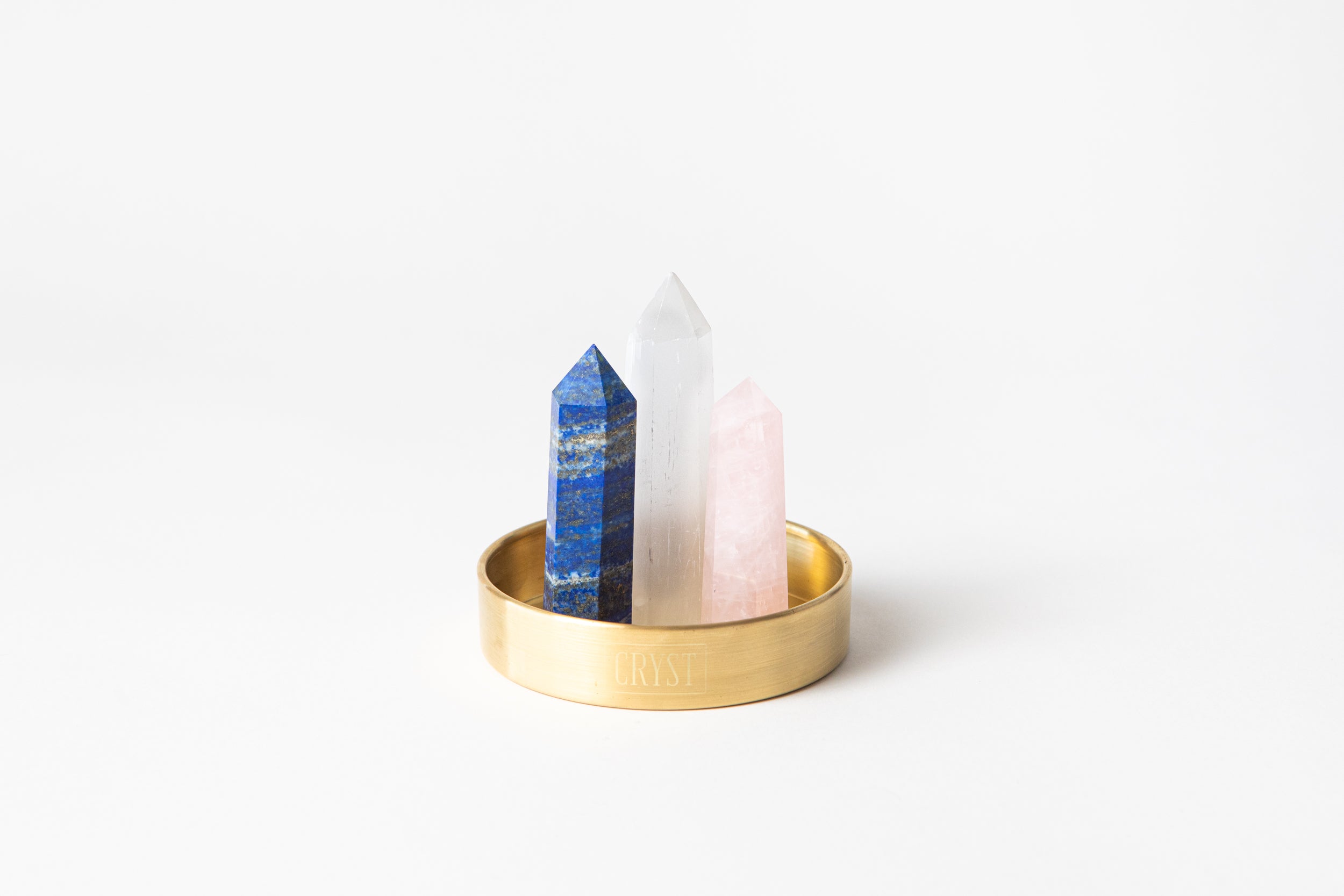 Taurus Crystal Trio - Rose Quartz, Selenite + Lapis Lazuli-2