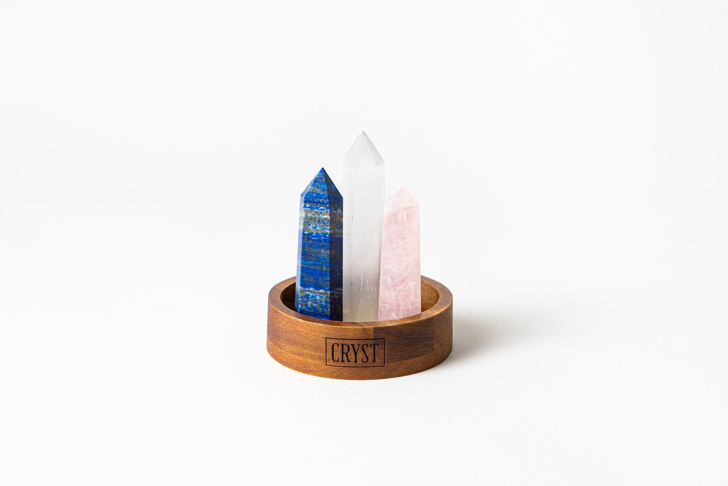Taurus Crystal Trio - Rose Quartz, Selenite + Lapis Lazuli-0
