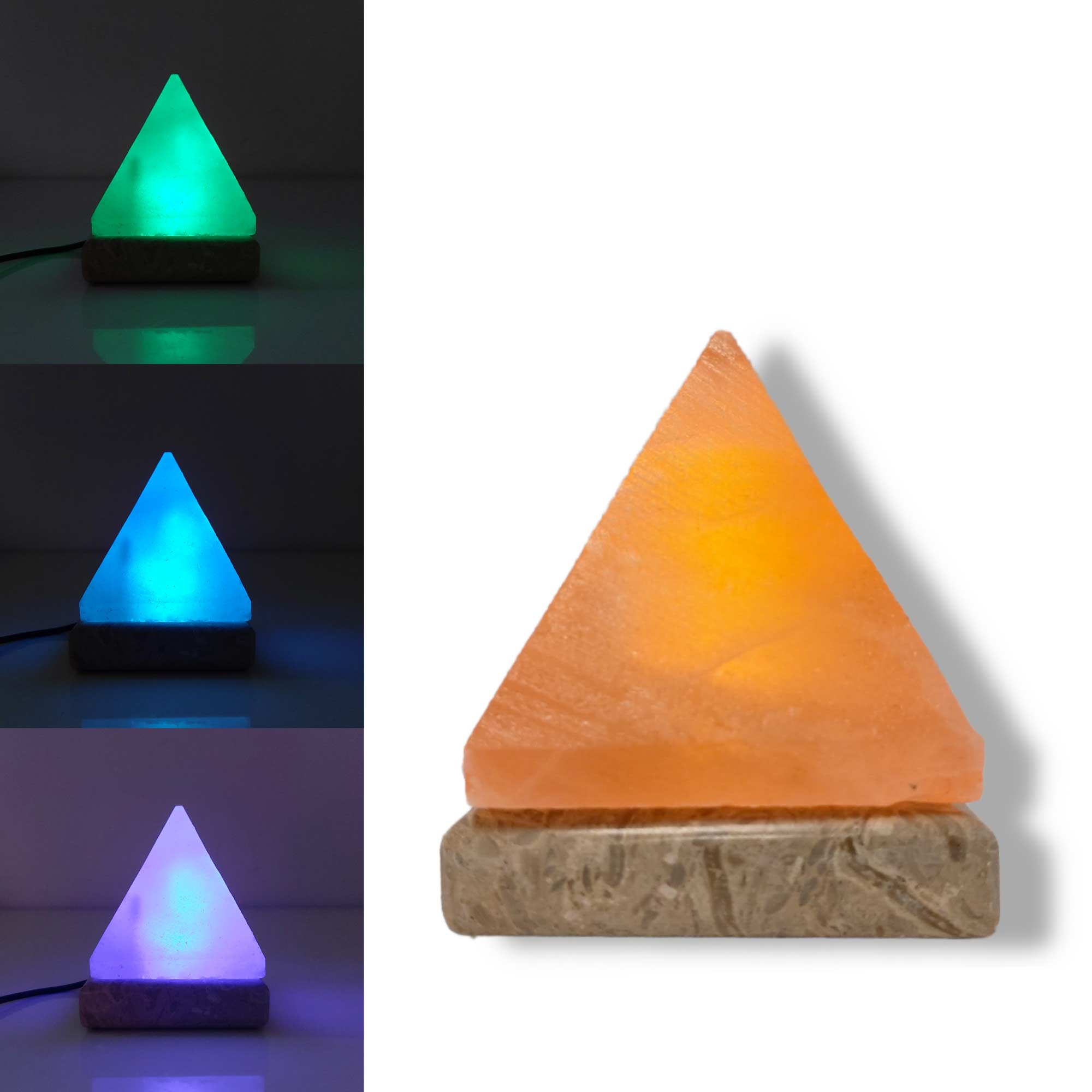 USB Colour Changing Salt Himalayan Lamp - Pyramid Shape Pink Rock LED Light-0