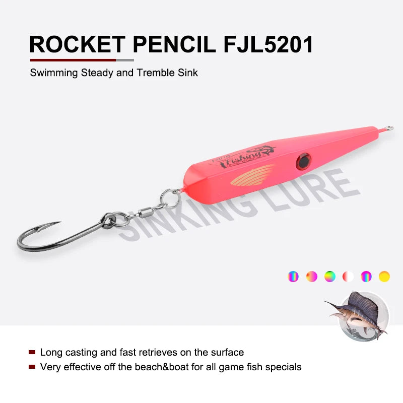 FJORD Pencil Bait 120mm 55g Needle Nose Surface Plug Trolling Fishing Hard Night Glow Saltwater Swimbait Sea Tuna Lures Items