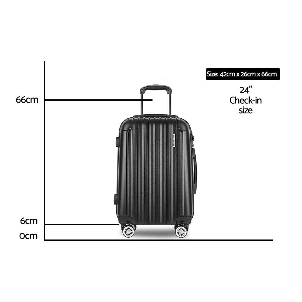 Wanderlite 24" Luggage Trolley Travel Suitcase Set Hard Case Shell Lightweight-1