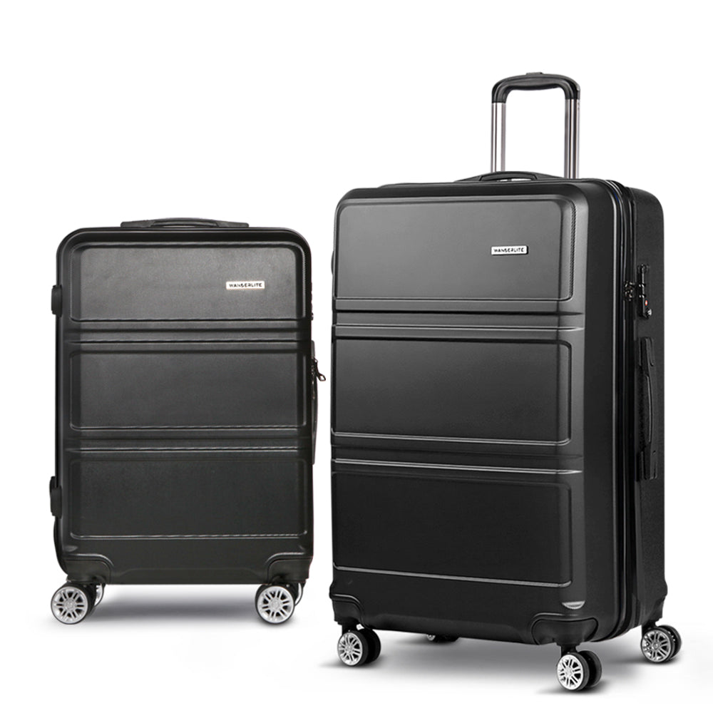 Wanderlite 28" Luggage Trolley Travel Suitcase Set TSA Lock Hard Case Black-1