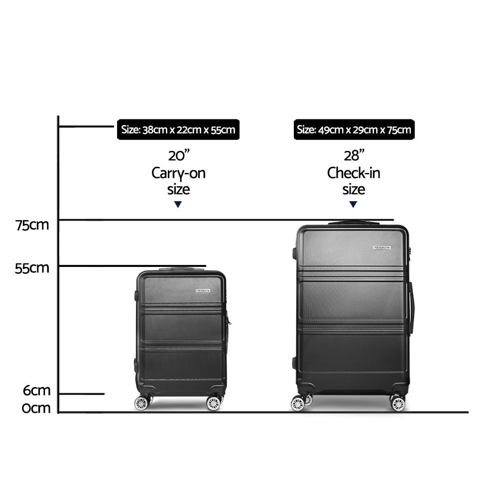 Wanderlite 28" Luggage Trolley Travel Suitcase Set TSA Lock Hard Case Black-2