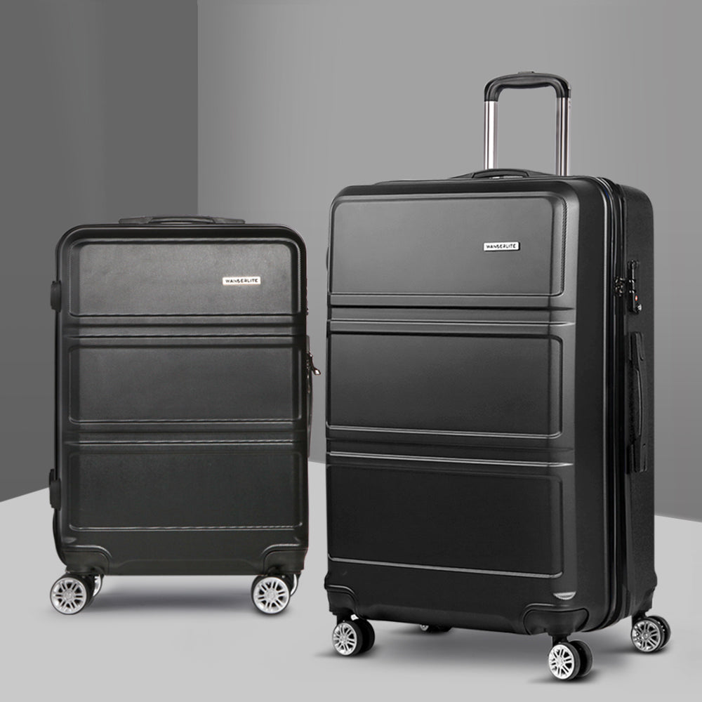 Wanderlite 28" Luggage Trolley Travel Suitcase Set TSA Lock Hard Case Black-7