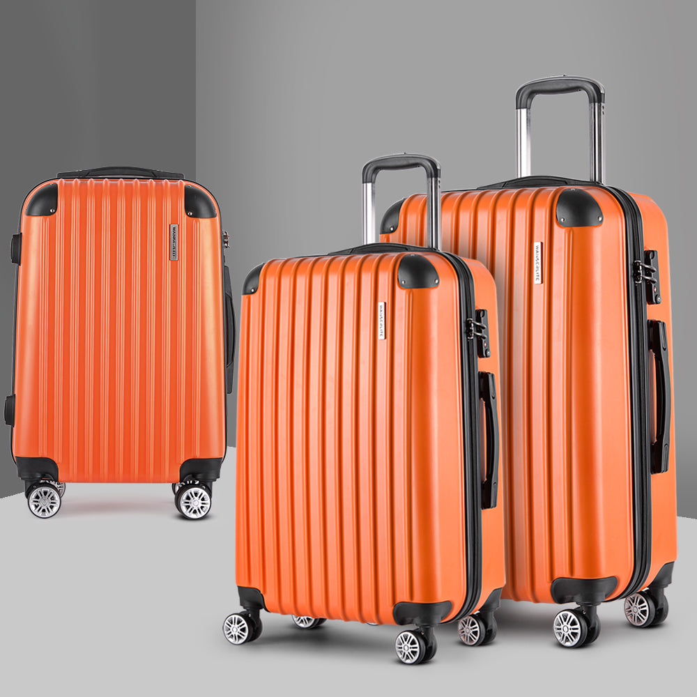 Wanderlite 3pc Luggage Sets Trolley Travel Suitcases TSA Hard Case Orange-6