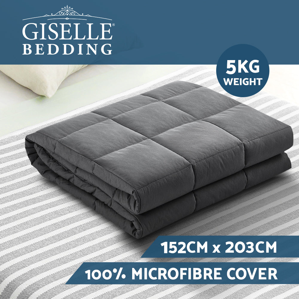 Weighted Blanket Adult 5KG Heavy Gravity Blankets Microfibre Cover Calming Relax Anxiety Relief Grey-1