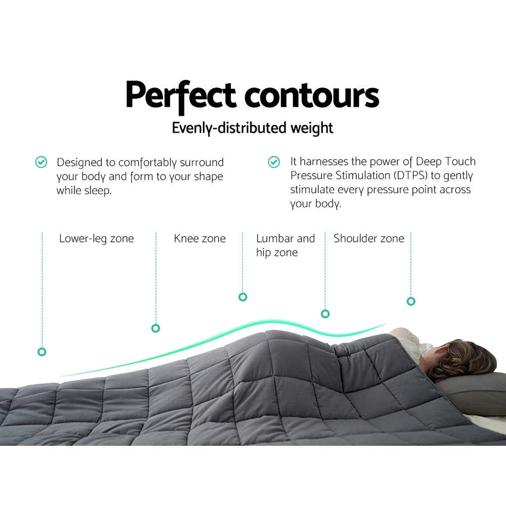 Weighted Blanket Adult 5KG Heavy Gravity Blankets Microfibre Cover Calming Relax Anxiety Relief Grey-3
