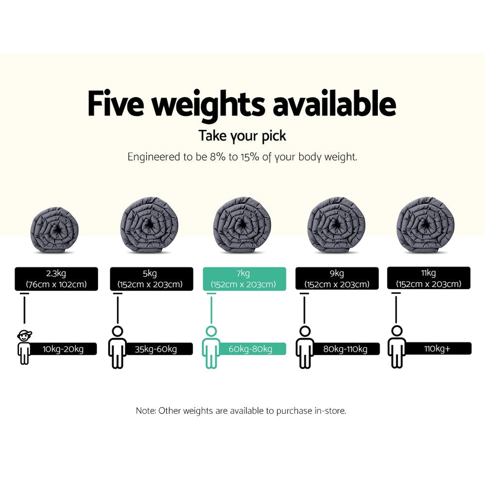 Weighted Blanket Adult 7KG Heavy Gravity Blankets Microfibre Cover Glass Beads Calming Sleep Anxiety Relief Grey-2