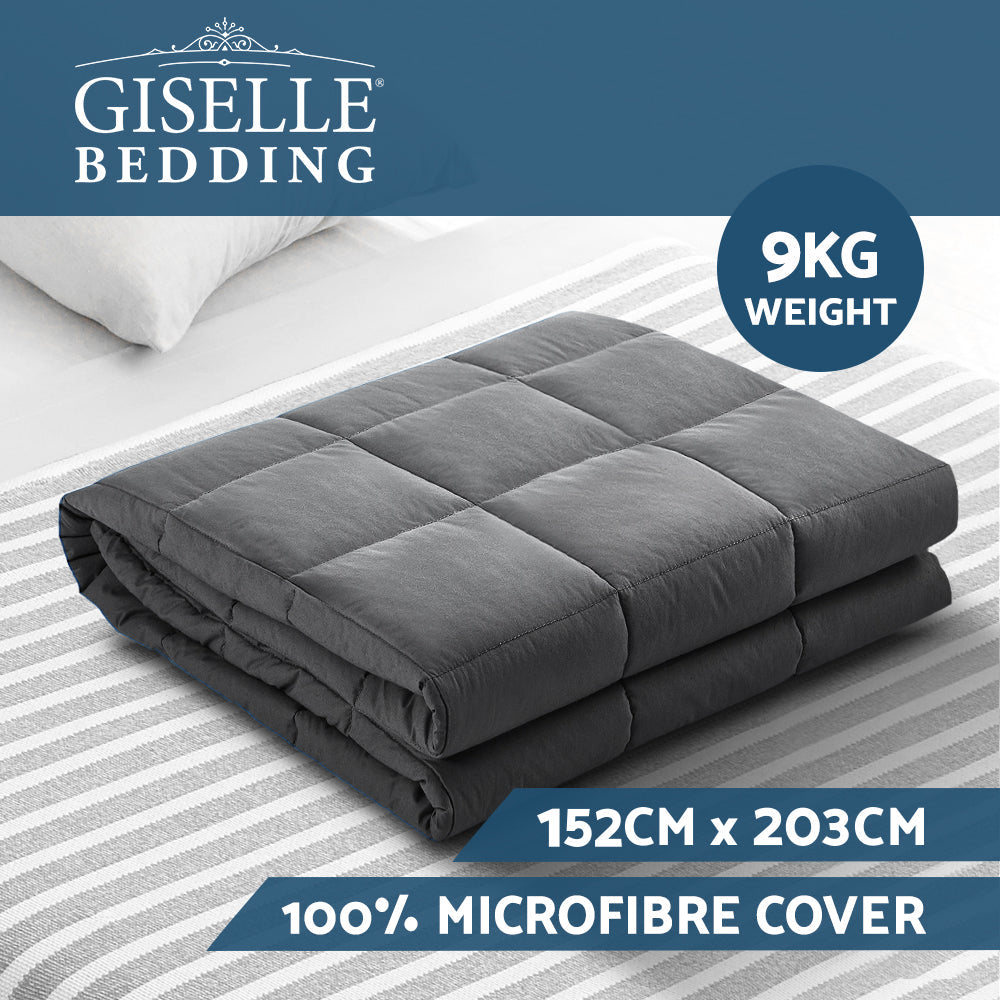 Weighted Blanket Adult 9KG Heavy Gravity Blankets Microfibre Cover Calming Relax Anxiety Relief Grey-1