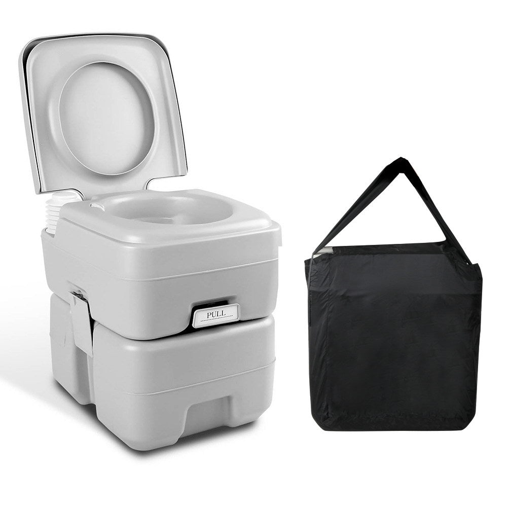 Weisshorn 20L Portable Outdoor Camping Toilet with Carry Bag- Grey-0