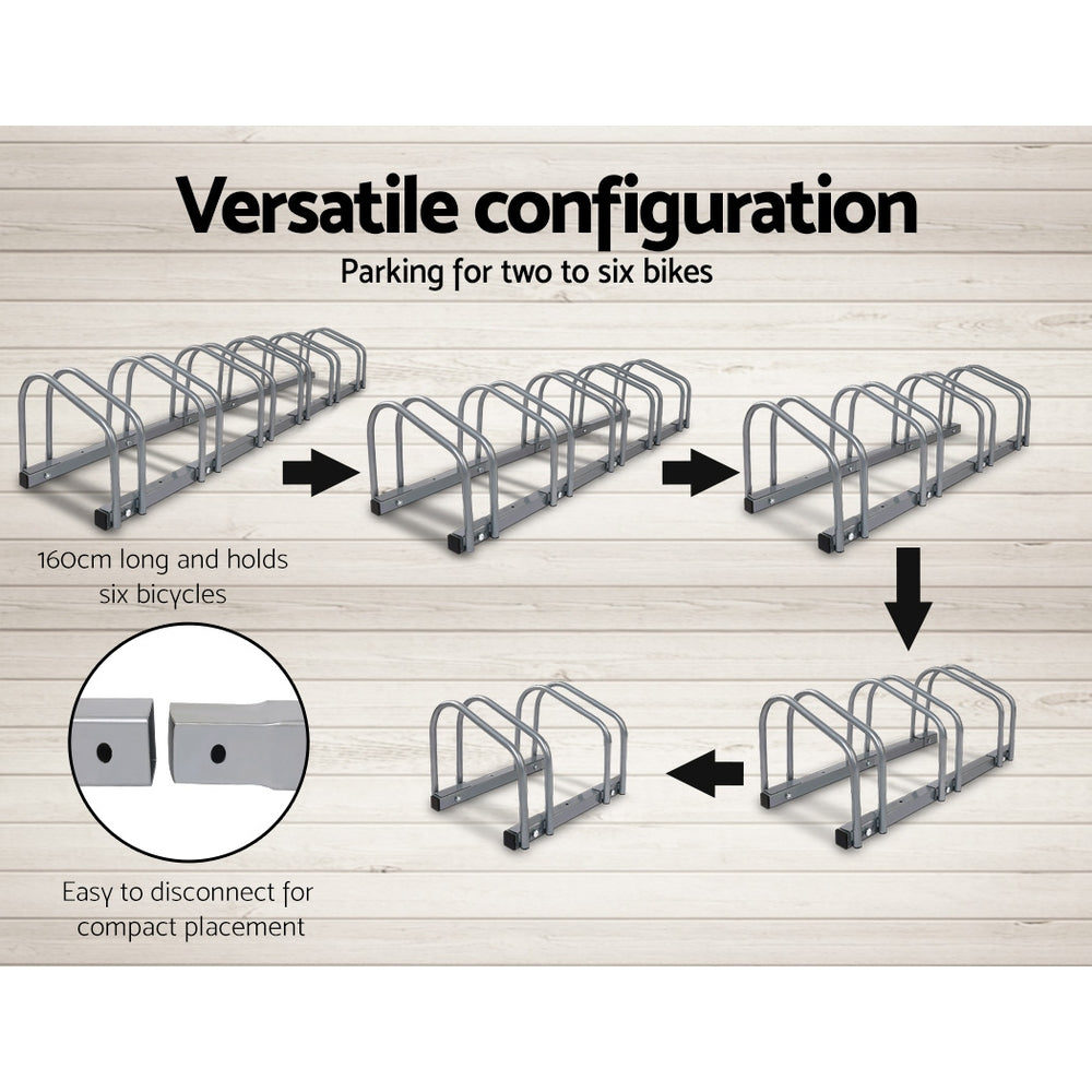 Weisshorn 6 Bike Stand Floor Bicycle Storage Silver-3