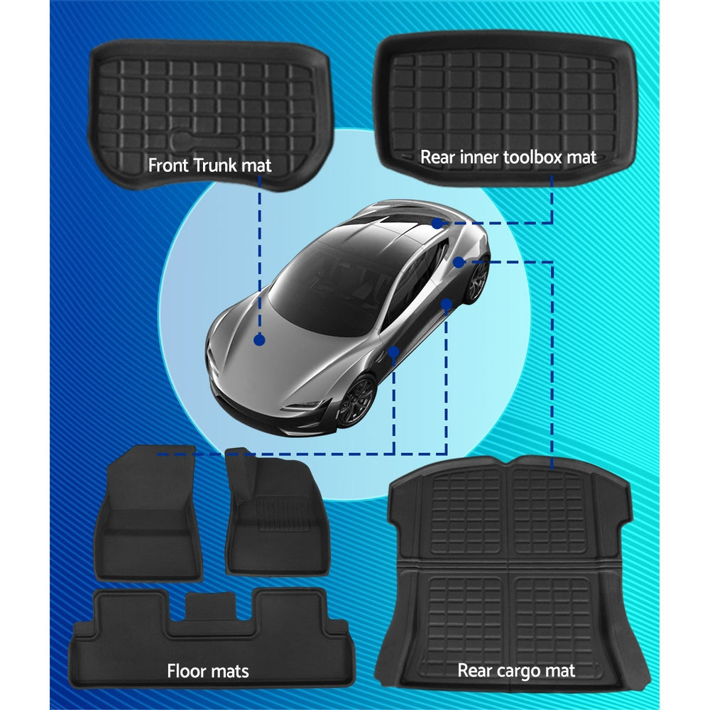 Weisshorn Car Rubber Floor Mats for Tesla Model 3 Trunk Toolbox Cargo Mat Carpet-3