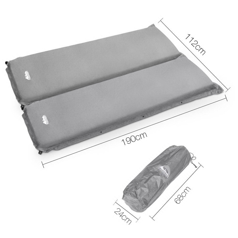 Weisshorn Self Inflating Mattress Camping Sleeping Mat Air Bed Pad Double Grey 10CM Thick-1