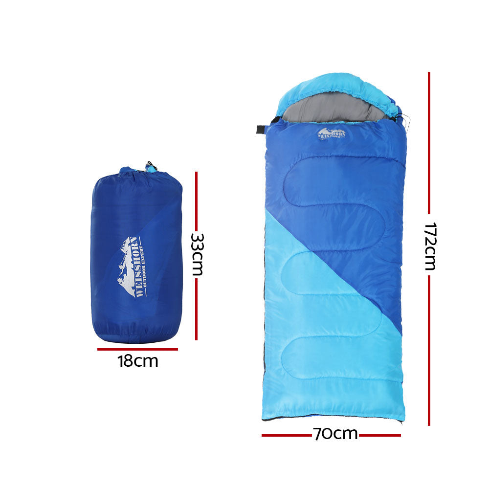 Weisshorn Sleeping Bag Bags Kids 172cm Camping Hiking Thermal Blue-1