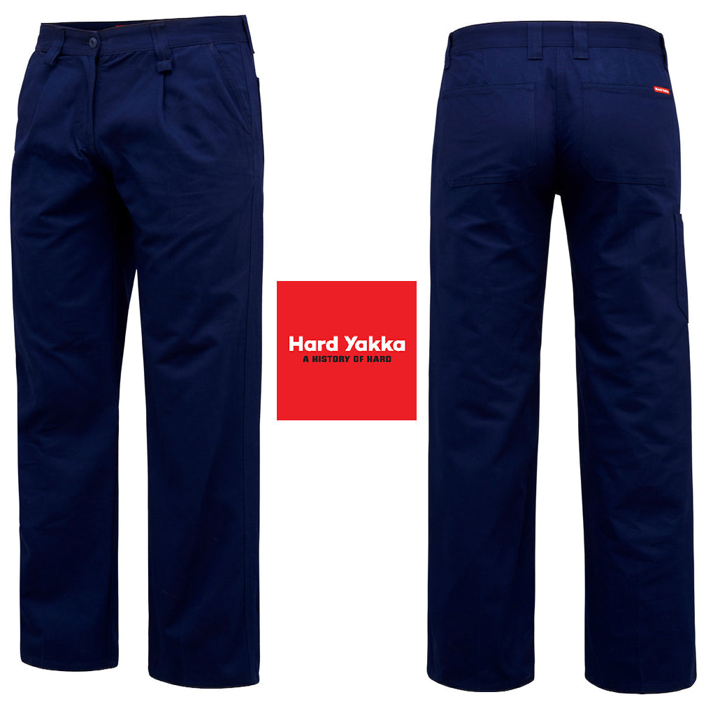 Womens Hard Yakka Drill Pant Pants Tradie Trade Navy Ladies Pockets Construction-0