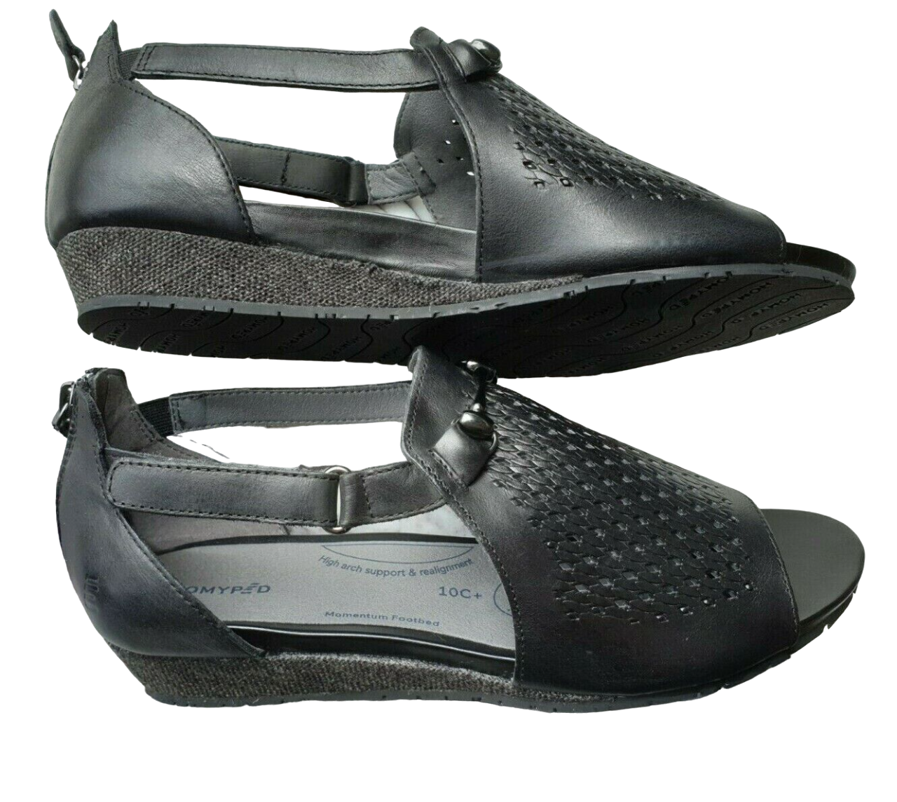 Womens Homyped Florence Black Sandals Slip On Shoes Flats-2