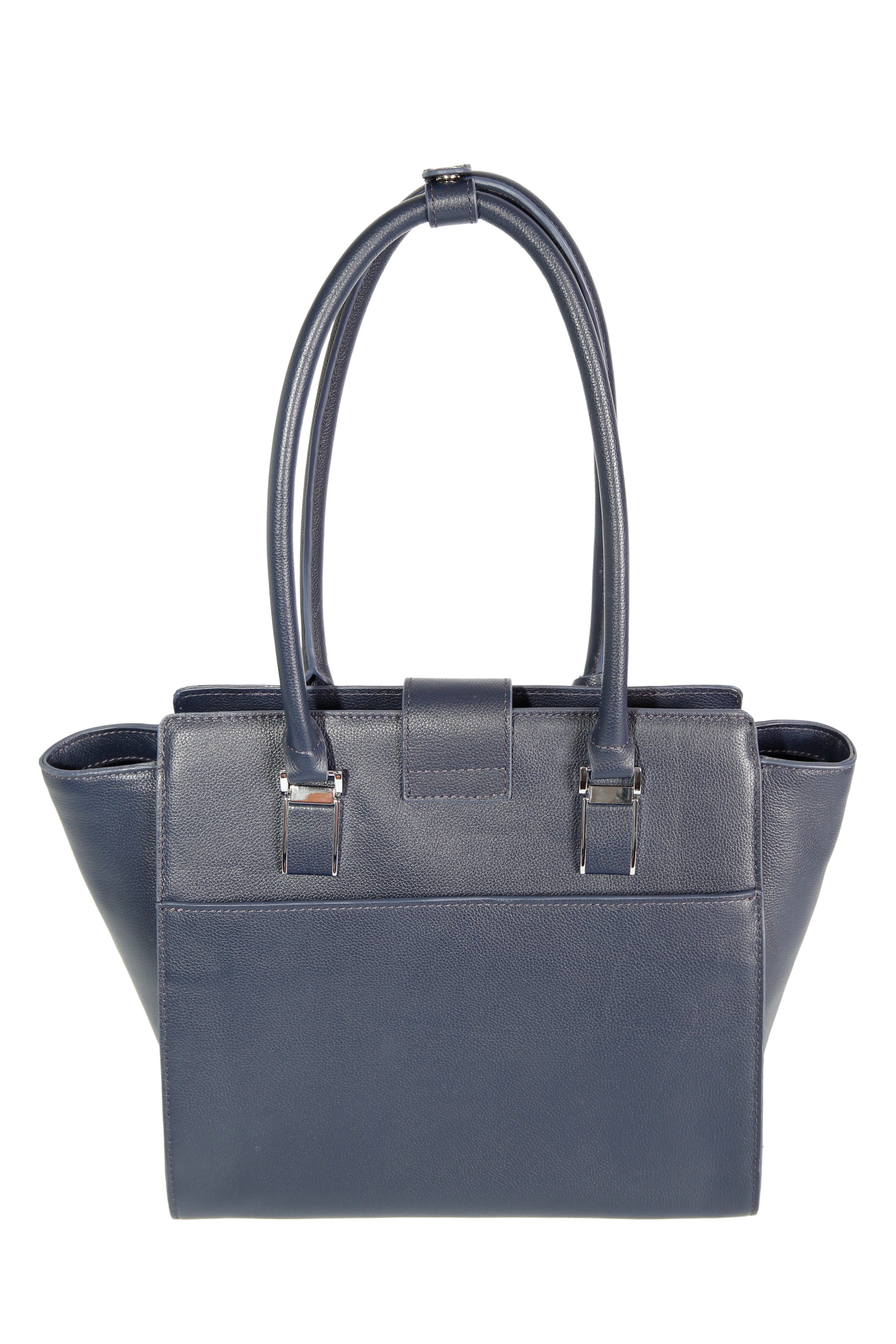 Womens Vky Original Victoria Trapeze Classic Leather Hand Bag Handbag - Navy-1
