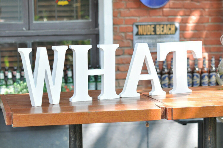 Wooden Letters Small 15cm White Alphabet Wedding Home Birthday - U-0