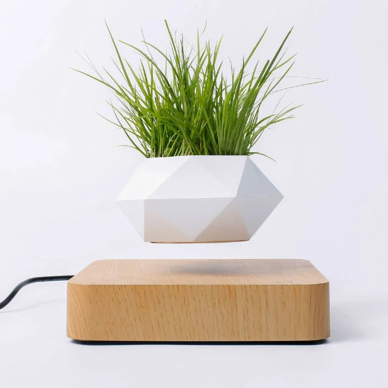 Imitation Wood Grain Magnetic Suspension Polygonal Flowerpot