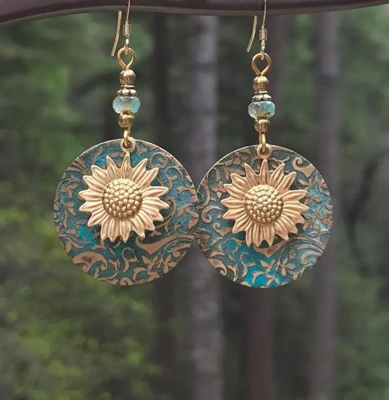 Color Separation Sunflower Earrings