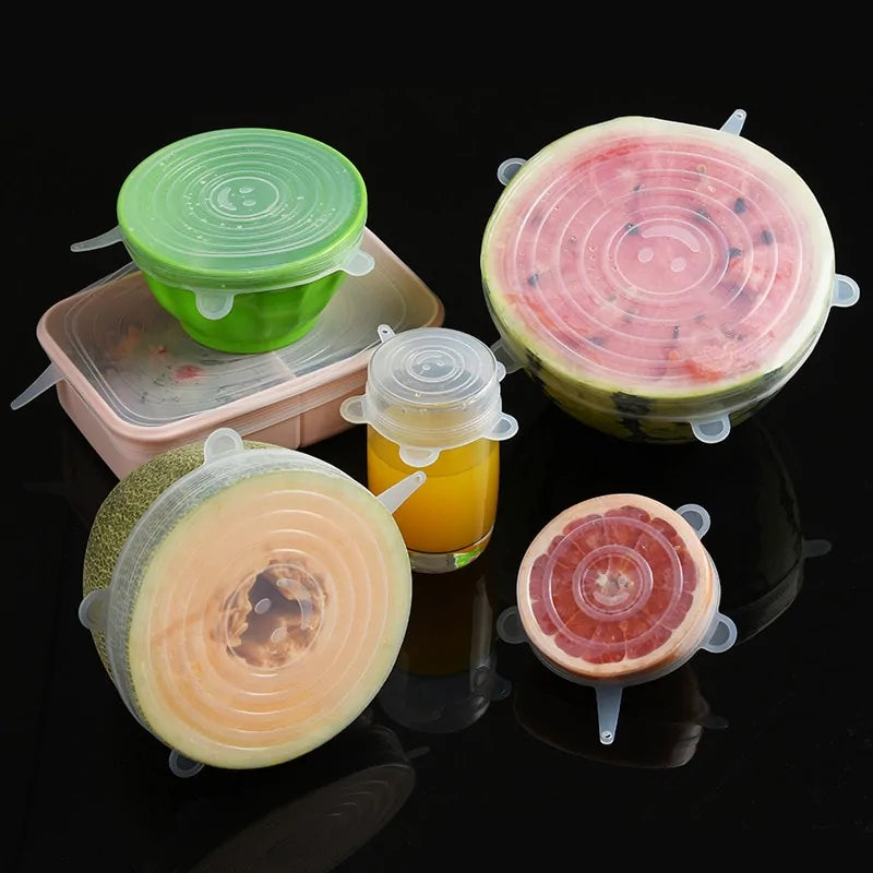 6 Pieces Stretchable Silicone Food Wrap Bowl Lid