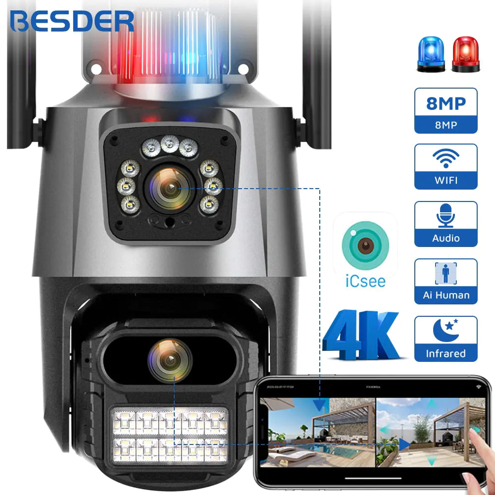 Cutting-Edge 4K 8MP Dual Screen PTZ WiFi Camera