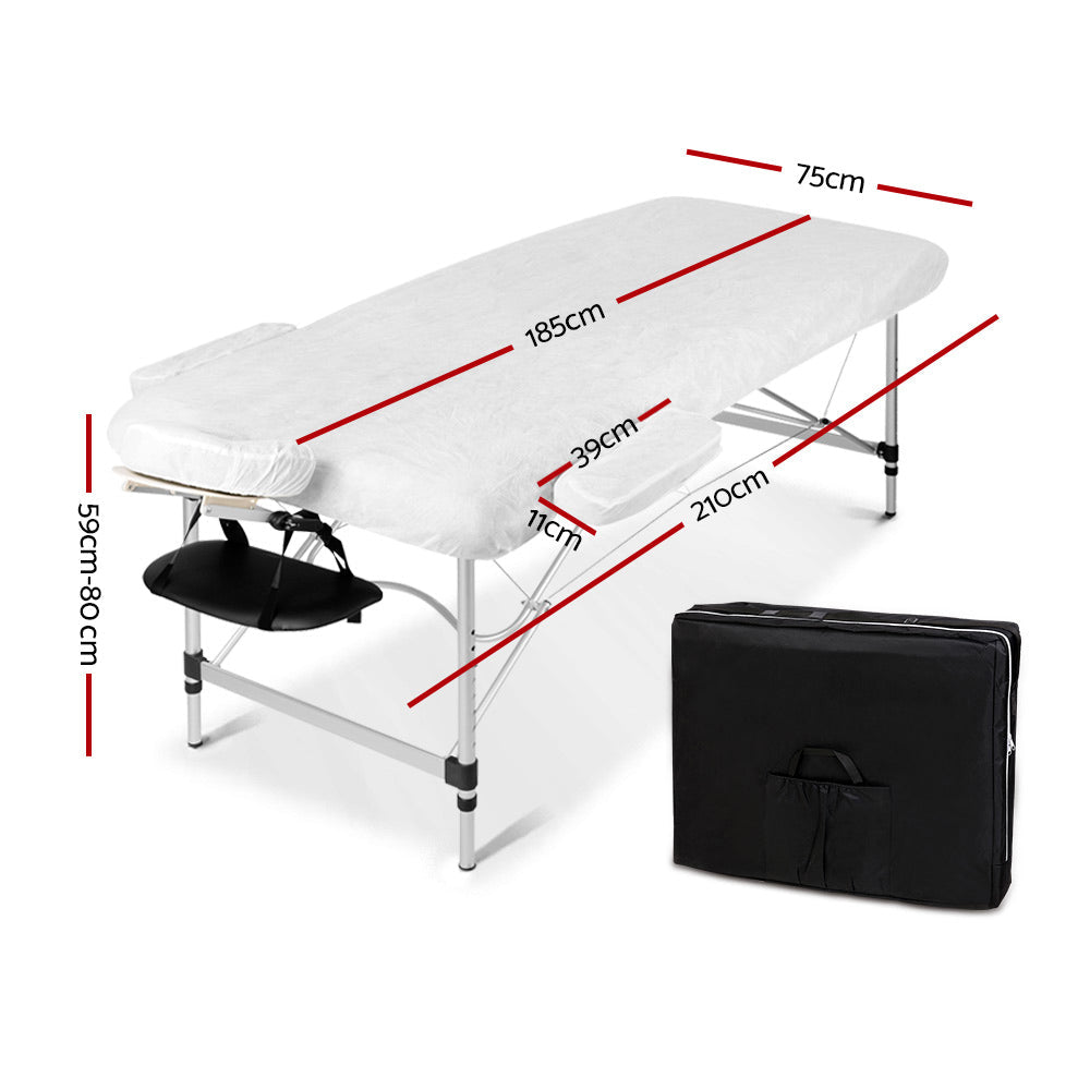 Zenses 2 Fold Portable Aluminium Massage Table - Black-1