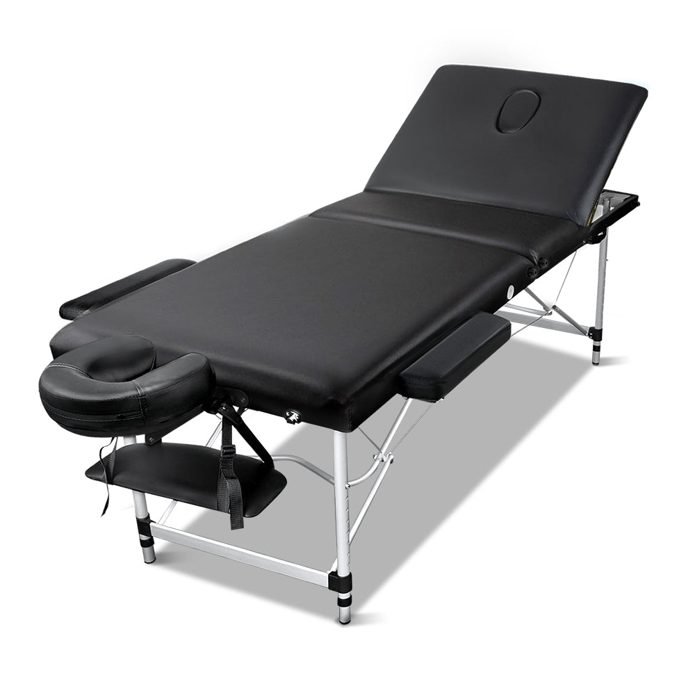 Zenses 3 Fold Portable Aluminium Massage Table - Black-0