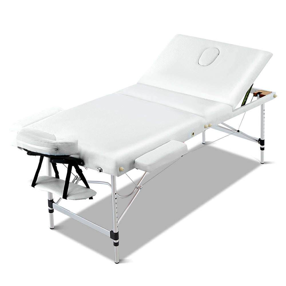 Zenses 3 Fold Portable Aluminium Massage Table - White-0
