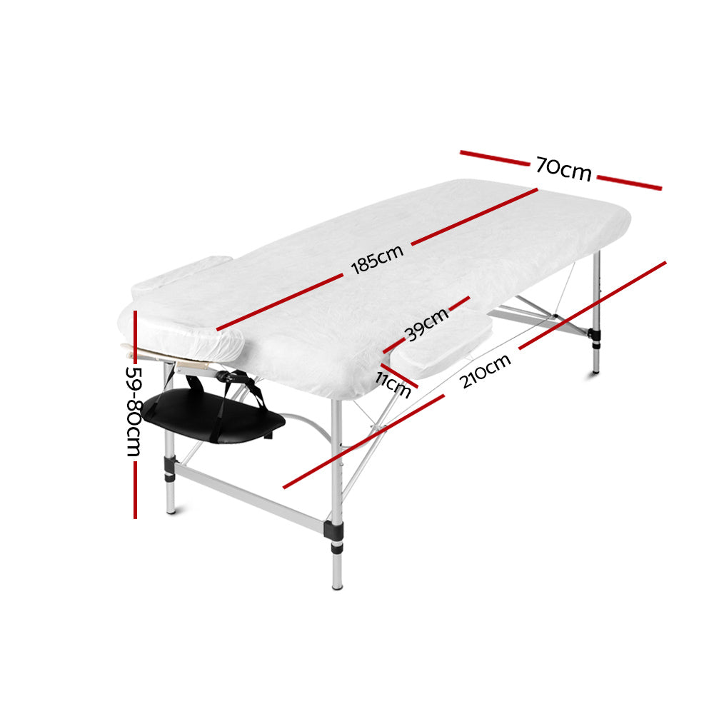 Zenses 70cm Wide Portable Aluminium Massage Table 3 Fold Treatment Beauty Therapy Black-1