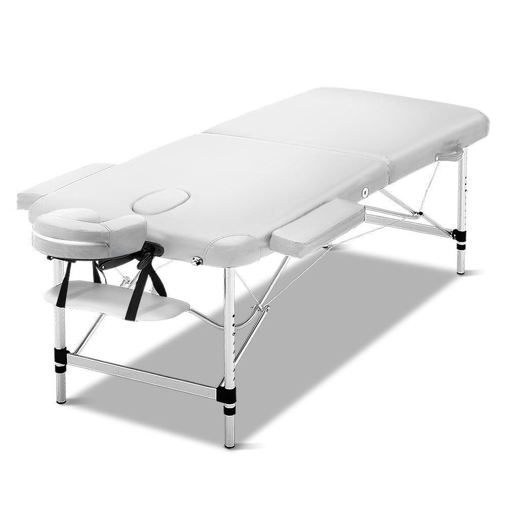 Zenses 75cm Wide Portable Aluminium Massage Table Two Fold Treatment Beauty Therapy White-0