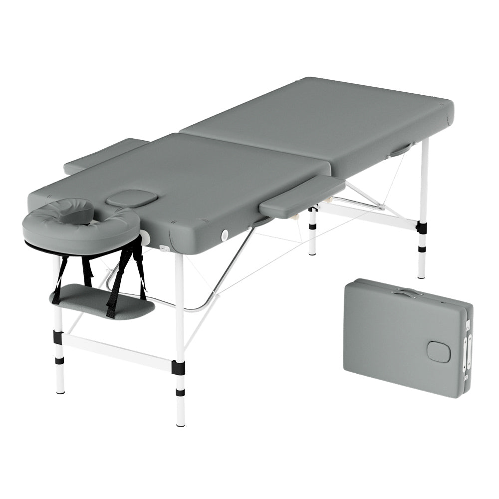 Zenses Massage Table Portable Aluminium 2 Fold Massages Bed Beauty Therapy 55cm-0